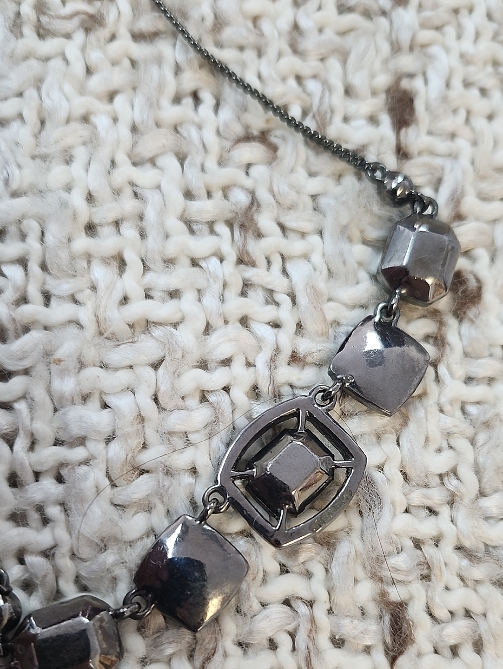 Givenchy Blue Crystal Statement Necklace in Gunmetal Tone Excellent Condition - Picture 4 of 8